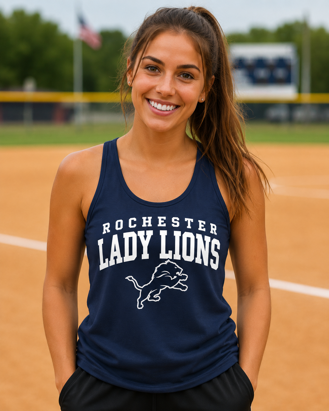 Women's Lady Lions Team Tank Top - Navy Blue